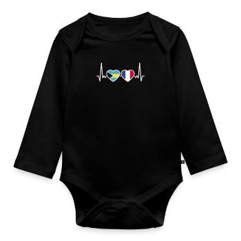 Bahamas France Heartbeat Flag Bahamians - Organic Longsleeve Baby Bodysuit - black - Front