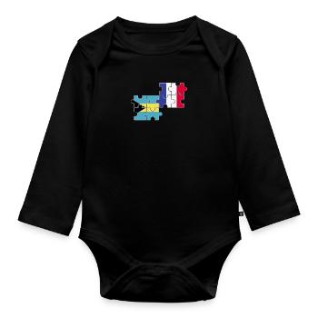 Bahamas France Flag French Bahamians - Organic Longsleeve Baby Bodysuit - black - Front