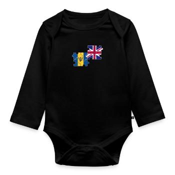 Barbade Drapeau du Royaume-Uni Barbade britannique - Body Bébé bio manches longues - noir - Devant