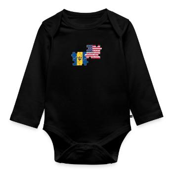Barbados USA Flag American Barbados - Organic Longsleeve Baby Bodysuit - black - Front