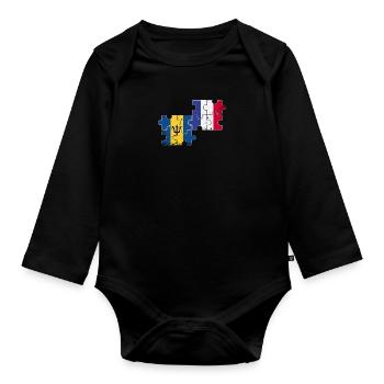 Barbade France Vintage Flag Barbadien - Body Bébé bio manches longues - noir - Devant