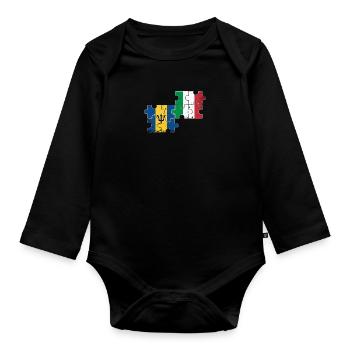 Barbade Italie Vintage Flag Barbadien - Body Bébé bio manches longues - noir - Devant