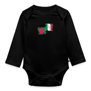 Bangladesch Italien Vintage Flagge Bangladescher - Baby Bio-Langarm-Body - Schwarz - Vorne