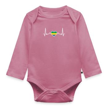 Gabon heartbeat Gabonese flag Gabonese - Organic Longsleeve Baby Bodysuit - mauve - Front