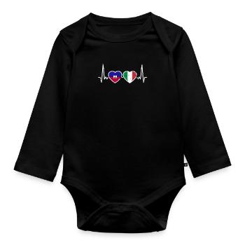 Haïti Italie Vintage Heartbeat Flag Haïtien - Body Bébé bio manches longues - noir - Devant