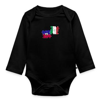 Haïti Italie Vintage Drapeau Italiens Haïtiens - Body Bébé bio manches longues - noir - Devant