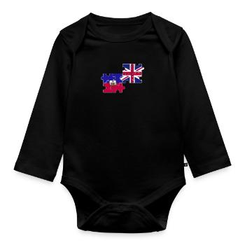 Haïti Drapeau du Royaume-Uni Haïtien britannique - Body Bébé bio manches longues - noir - Devant