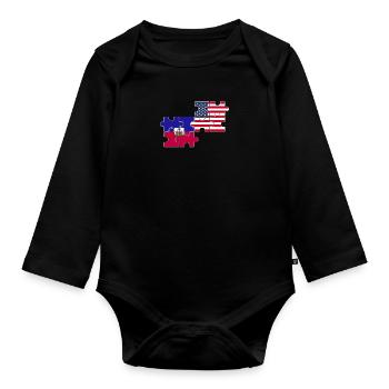 Haïti USA Drapeau américain Haïtien - Body Bébé bio manches longues - noir - Devant