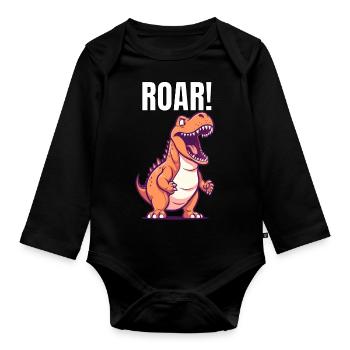 Chemise T-rex rugissante - Body Bébé bio manches longues - noir - Devant