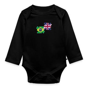 Brazil UK Flag British Brazilian - Organic Longsleeve Baby Bodysuit - black - Front