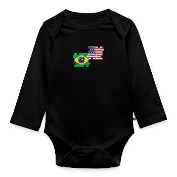 Brésil États-Unis Drapeau Brésil - Body Bébé bio manches longues - noir - Devant