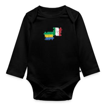 Gabon Italie Vintage Drapeau Italien Gabonais - Body Bébé bio manches longues - noir - Devant