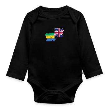 Gabon Drapeau du Royaume-Uni Gabonais britannique - Body Bébé bio manches longues - noir - Devant