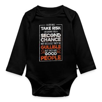 Horoscope Superstition July Leo - Organic Longsleeve Baby Bodysuit - black - Front