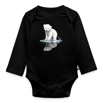 Polar Bear Baby Polar Bear Reflection - Organic Longsleeve Baby Bodysuit - black - Front