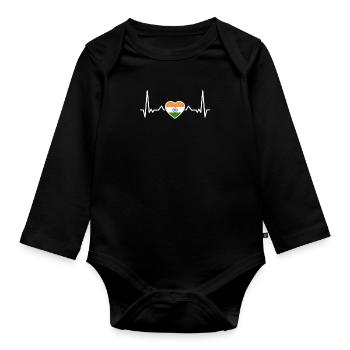 Indien Herzschlag Indische Flagge Inder - Baby Bio-Langarm-Body - Schwarz - Vorne