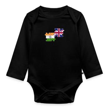 Inde Drapeau du Royaume-Uni Indien britannique - Body Bébé bio manches longues - noir - Devant