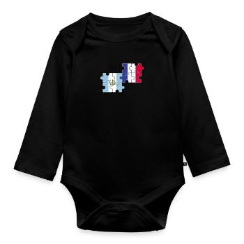 Guatemala France Drapeau Guatemala - Body Bébé bio manches longues - noir - Devant