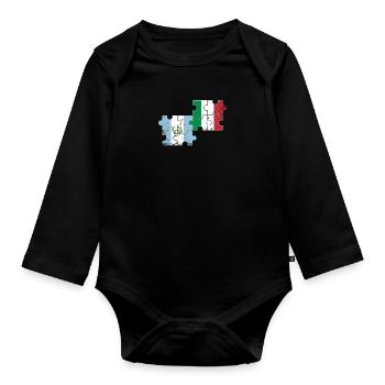 Guatemala Italy Vintage Heartbeat Flag - Organic Longsleeve Baby Bodysuit - black - Front