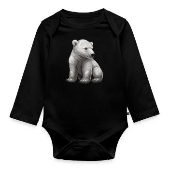 Polar Bear Baby Cute Polar Bear Bear - Organic Longsleeve Baby Bodysuit - black - Front