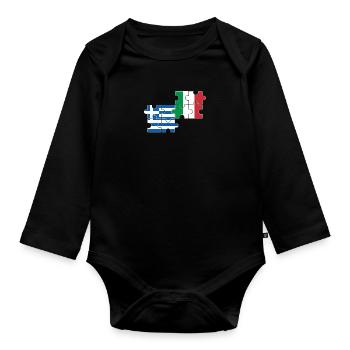 Grèce Italie Drapeau Italien Grec - Body Bébé bio manches longues - noir - Devant