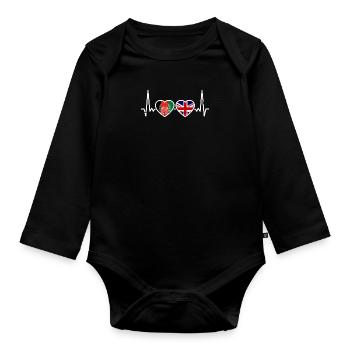 Afghanistan Royaume-Uni Vintage Heartbeat Flag Afghan - Body Bébé bio manches longues - noir - Devant