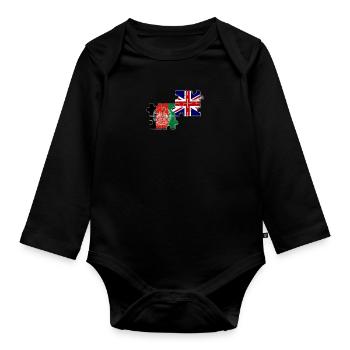Afghanistan Royaume-Uni Vintage Flag Britannique Afghan - Body Bébé bio manches longues - noir - Devant