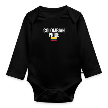 Fierté colombienne Vintage Drapeau de la Colombie - Body Bébé bio manches longues - noir - Devant