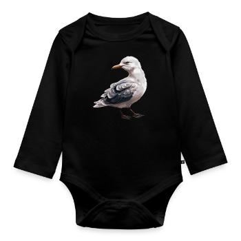 Baby Seagull Seabird - Organic Longsleeve Baby Bodysuit - black - Front