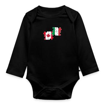 Kanada Italien Flagge Italienisch Kanadier - Baby Bio-Langarm-Body - Schwarz - Vorne