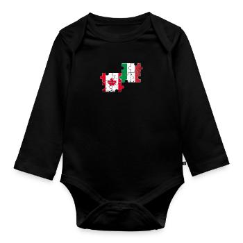 Canada Italie Drapeau d’époque Italien Canadien - Body Bébé bio manches longues - noir - Devant