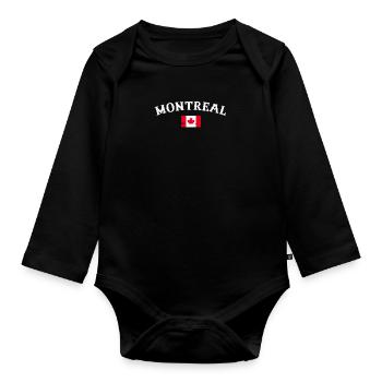 Montréal Vintage Canada Drapeau canadien Canadien - Body Bébé bio manches longues - noir - Devant