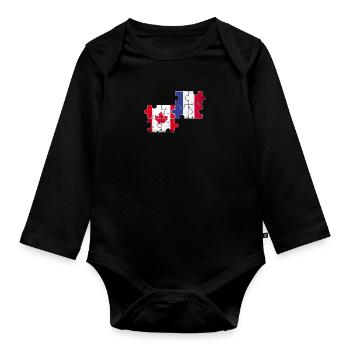 Kanada Frankreich Vintage Flagge Kanadier - Baby Bio-Langarm-Body - Schwarz - Vorne