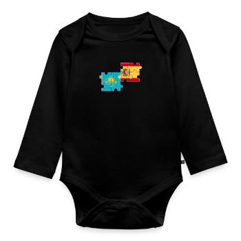 Kasachstan Spanien Flagge Spanisch Kasache - Baby Bio-Langarm-Body - Schwarz - Vorne