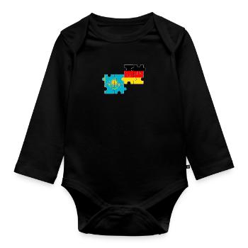 Kazakhstan Germany Flag German Kazakh - Organic Longsleeve Baby Bodysuit - black - Front
