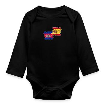 Cambodge Espagne Vintage Flag Cambodgien - Body Bébé bio manches longues - noir - Devant