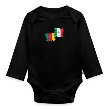 Cameroon Italy Flag Italian Cameroonians - Organic Longsleeve Baby Bodysuit - black - Front