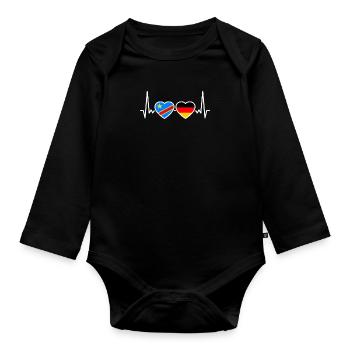 RD Congo Allemagne Heartbeat Flag Congolais - Body Bébé bio manches longues - noir - Devant