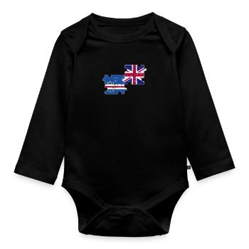 Kap Verde UK Flagge Britisch Kap Verdisch - Baby Bio-Langarm-Body - Schwarz - Vorne