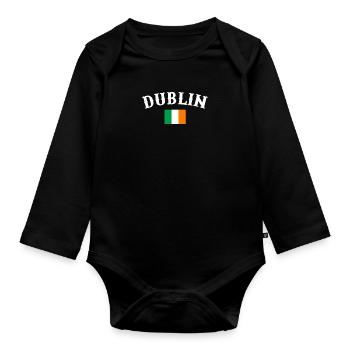 Dublin, Ireland, Flag, Irish Irish - Organic Longsleeve Baby Bodysuit - black - Front