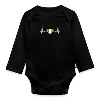 Ireland Heartbeat Irish Flag Irish - Organic Longsleeve Baby Bodysuit - black - Front