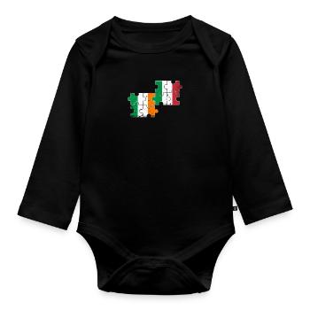 Ireland Italy Vintage Flag Italian Irish - Organic Longsleeve Baby Bodysuit - black - Front