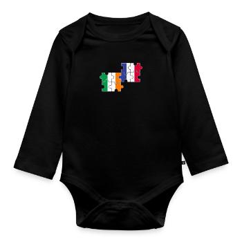 Ireland France Flag French Irish - Organic Longsleeve Baby Bodysuit - black - Front