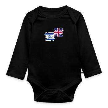 Israël Drapeau du Royaume-Uni Israélien britannique - Body Bébé bio manches longues - noir - Devant