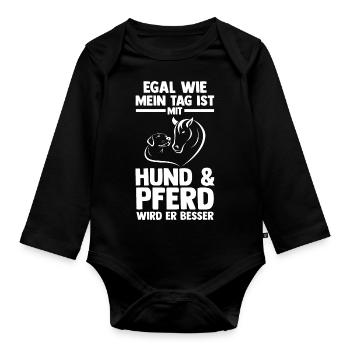 Hunde Pferdeliebhaber Hundeliebhaber Pferde - Baby Bio-Langarm-Body - Schwarz - Vorne
