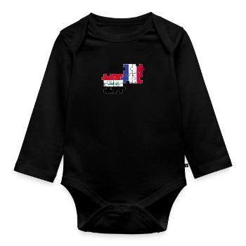 Irak Frankreich Vintage Flagge Französisch Iraker - Baby Bio-Langarm-Body - Schwarz - Vorne