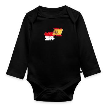 Indonesia Spain Flag Spanish Indonesian - Organic Longsleeve Baby Bodysuit - black - Front