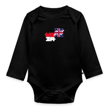 Indonesien UK Flagge Britisch Indonesisch - Baby Bio-Langarm-Body - Schwarz - Vorne