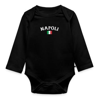 Napoli Vintage Italie Drapeau Italien - Body Bébé bio manches longues - noir - Devant