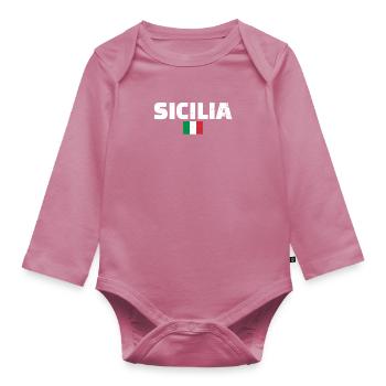 Sicilia Vintage Italie Drapeau Italien - Body Bébé bio manches longues - mauve - Devant